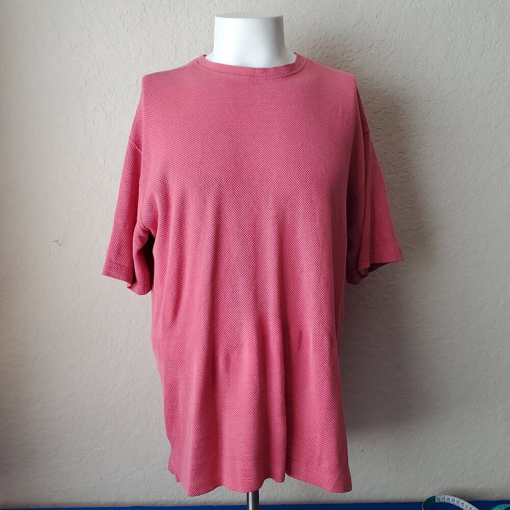 Tommy Bahama Shirt Mens M Salmon Silk blend Pull Over Short Sleeve